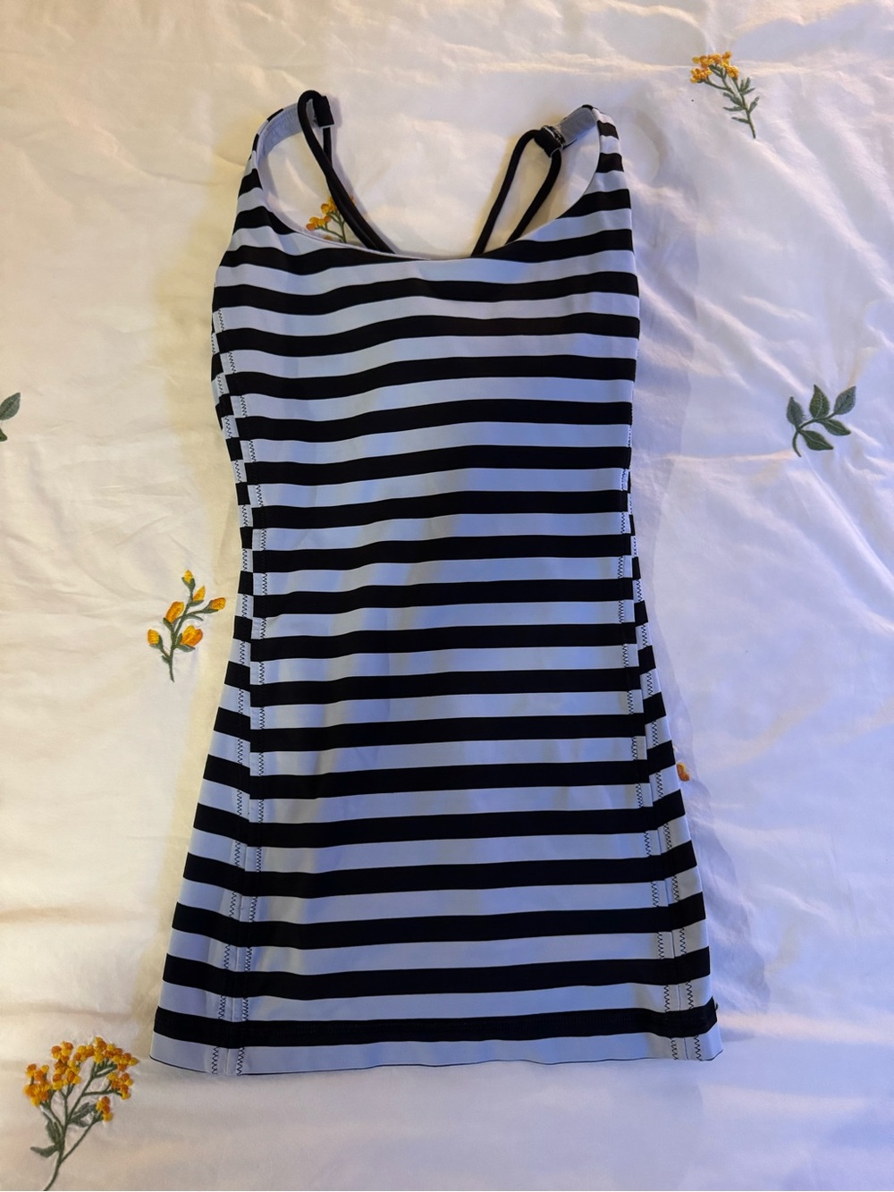 Lululemon Striped Black and Light Blue Tank size 8
